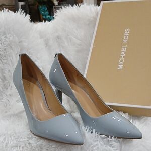 Michael Kors Glossy Blueish Gray Heels Pumps 3 Inch Heels